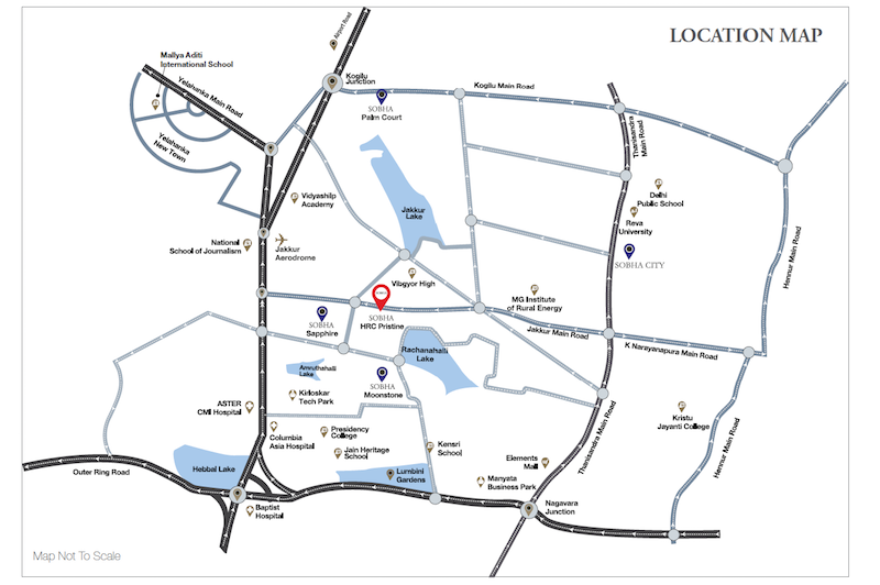 SOBHA HRC Pristine Location Map